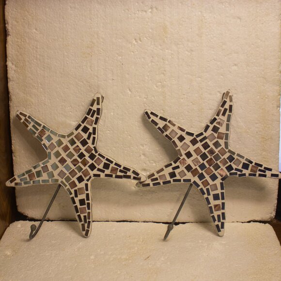 Star Mosaic Wall Hooks Pair - Picture 1 of 7